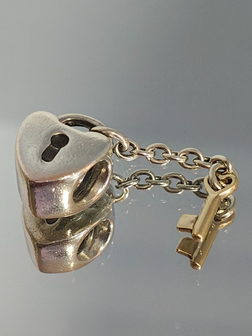 Authentic Pandora Key To My Heart 790288 Retired 14K Gold Sterling Silver Charm